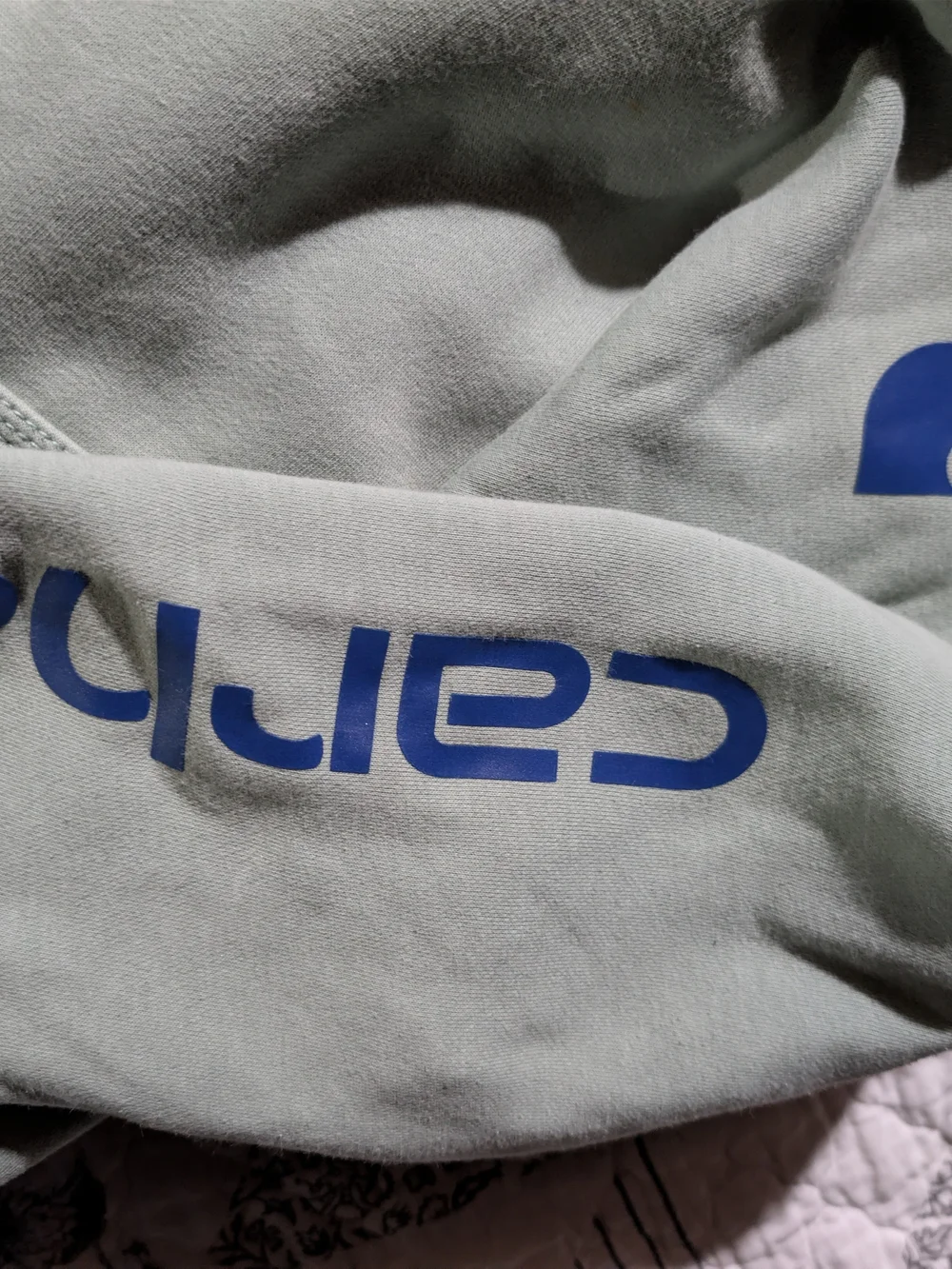 Carhartt Women's Light Gray Pullover Hoodie with Blue Logo